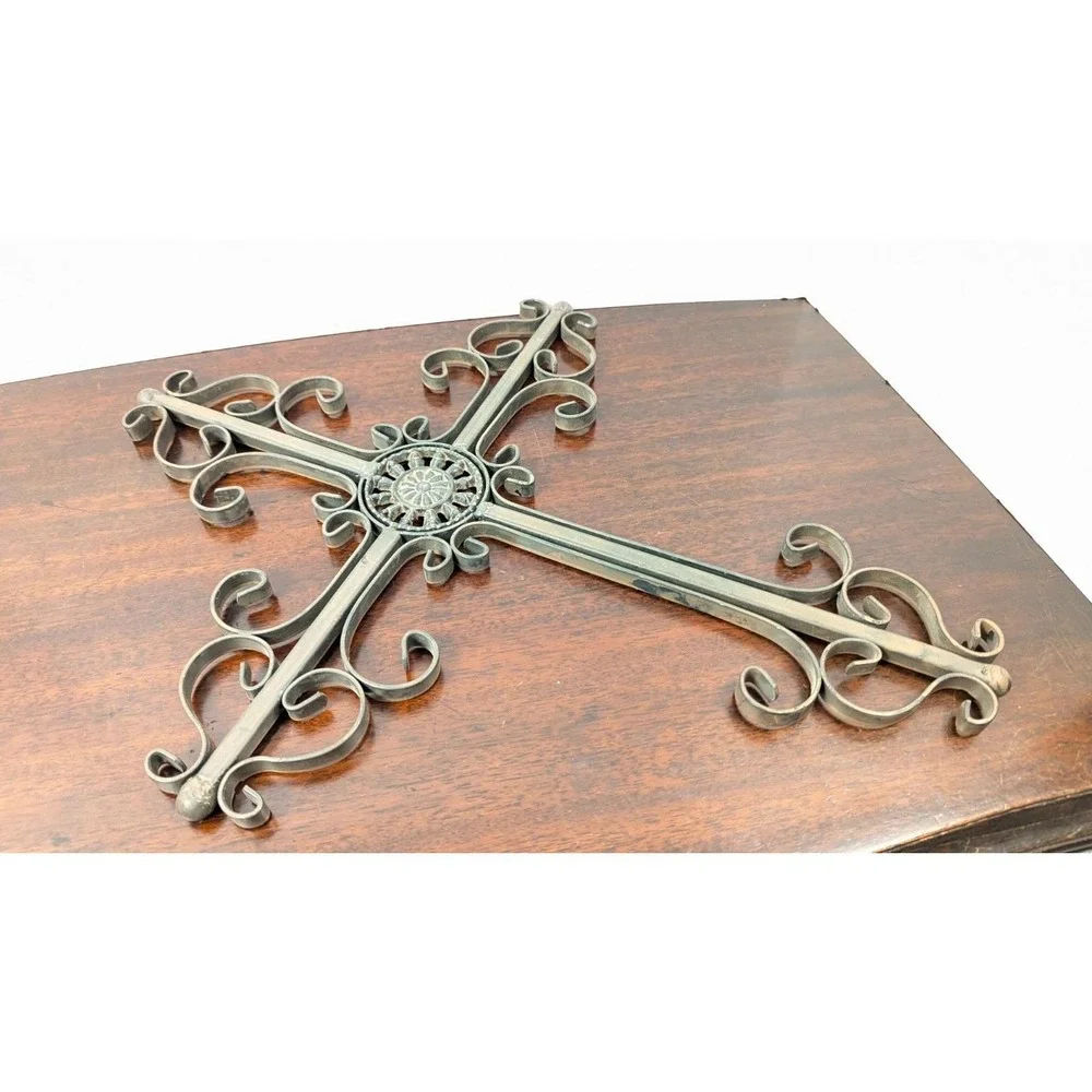 Decorative 18 inch Rustic‎ Metal Ornate Cross Wall Hanging Religious Decor